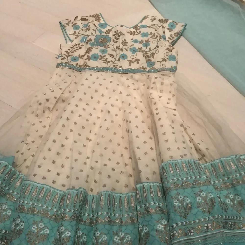 BIBA Girls Indian Ethnic Dress Dupatta Set 2-3Y Turquoise